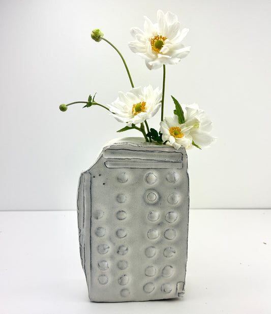 Flower Brick Carved rectangle wall or surface cumulus white